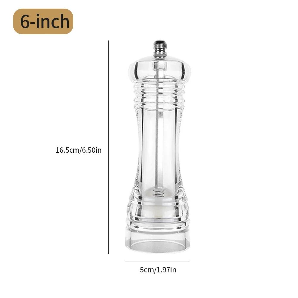 Прозрачная ручная акриловая перечница мельница для перца и солонка с регулируемой степенью помола от керамического ротора кухонные инструменты
