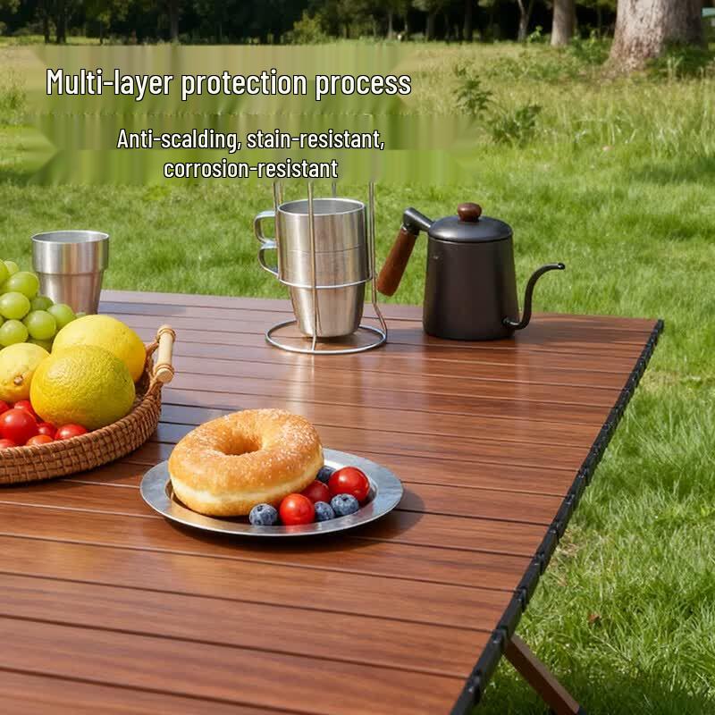 Quyoubang Wood Grain Roll-Up Camping Table