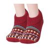 Retro Winter Slipper Socks Thickened Fleece Lined Low Cut Socks Socks with Grips Non-Slip Ankle Slipper