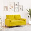 VidaXL 2-seater Sofa with Decorative Pillows Yellow 120 Cm Velvet, Sofa, Living Room Sofa, 2-seater Velvet Sofa, 3278215