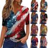Жен. Футболка Футболка С принтом Пуговицы С короткими рукавами Повседневные Выходные Мода Классический V-образный вырез Обычный Верх