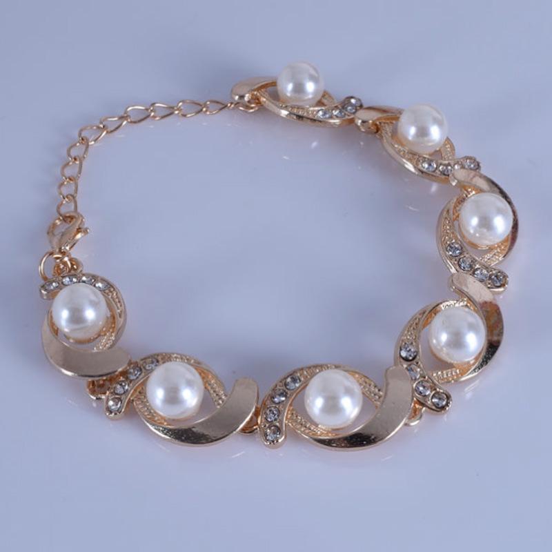 European-American Creative Diamond Pearl Bangle Bracelet