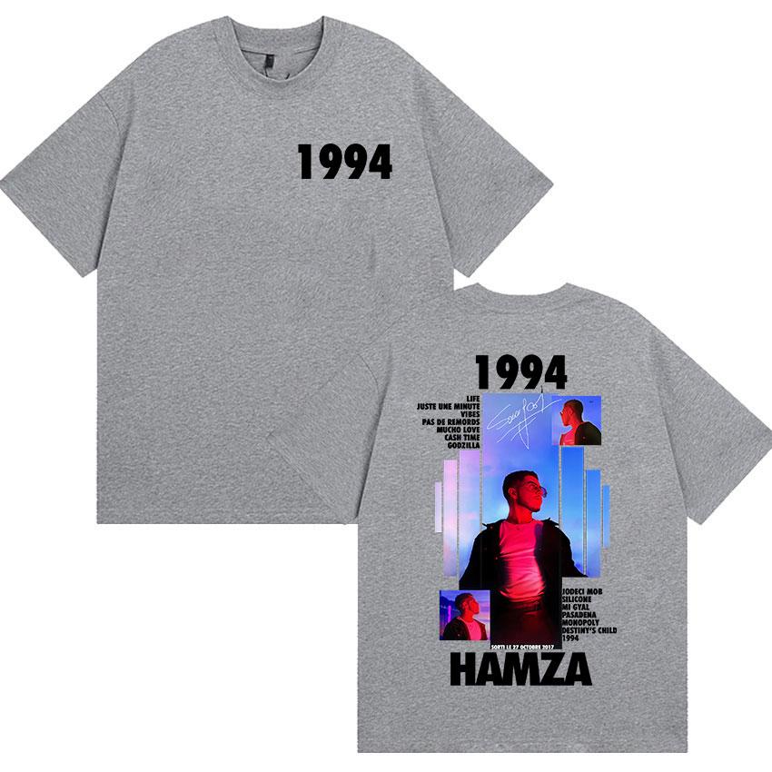 Rapper HAMZA 1994 Tour Album Graphic T Shirts Mens Retro Fashion Cotton Short Sleeve Tshirt Hip Hop ONeck Clothing Tees
