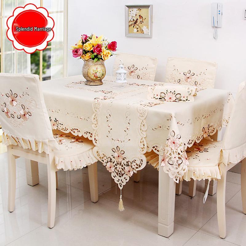 Скатерть из моющейся ткани в деревенском стиле с вышивкой и круглый чехол для кондиционера