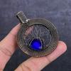 Синий сглаз драгоценный камень ручная работа медная проволока обертка ювелирное изделие кулон 2.60" u3q96