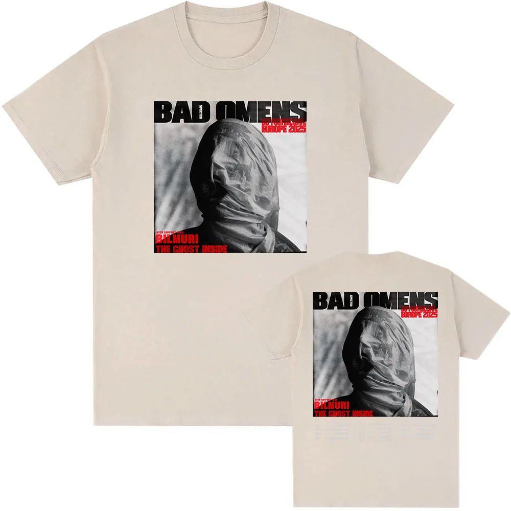 BAD OMENS Рок-группа Графические футболки Чувствуешь ли ты любовь Тур по Европе Футболка Уличный стиль Принт Хлопок Повседневная Свободная футболка Унисекс