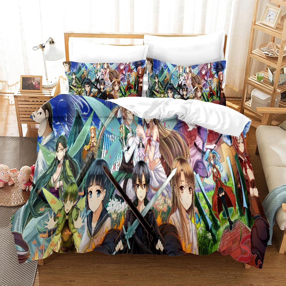 Высококачественный 3D-принт с рисунком Sword Art Online, пододеяльник с наволочкой, комплект постельного белья в стиле аниме, декор для спальни