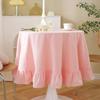 Farmhouse Ruffle Tablecloth Washable Cotton Round Tablecloths Rustic Circle Table Cover for Wedding Party Birthday Kitchen Decor