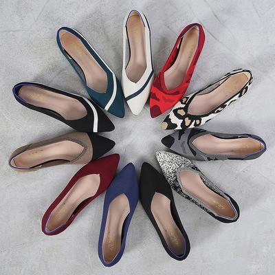 Туфли в стиле европейской и американской принцессы на весну и осень, летящие плетеные одинарные туфли на плоской подошве 34-43 размера, женская обувь большого размера, мягкая подошва, трикотаж