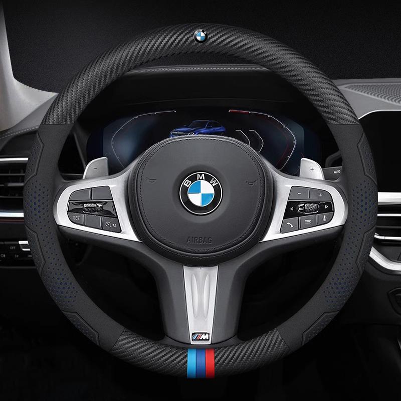 For BMW M E46 E39 E60 E90 E91 E36 E87 F10 F20 F30 G61 G68 X1 X3 X4 X5 X7 M3 M4 M5 Car Carbon fiber Leather Steering Wheel Cover HOPDJ1