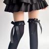 Женские деликатные бархатные чулки выше колена с бантиком Весна Лето Мягкие Лолита Отделанные кружевом ленты-бантики Jk Тонкие гольфы выше колена