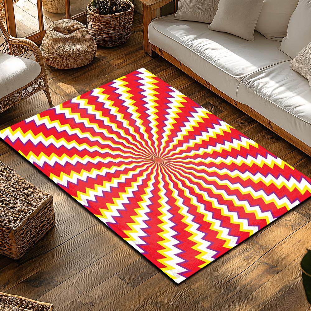 Tuniu Vibrant Zigzag Geometric Rug, Colorful Home Floor Mat, Living Room Carpet, Non-Slip Doormat