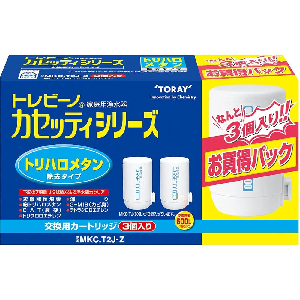 Toray Trevino Cassetti Series Trihalomethane Cartridge 2P Plus 1 Set MKCT2J-Z 3-Pack Box