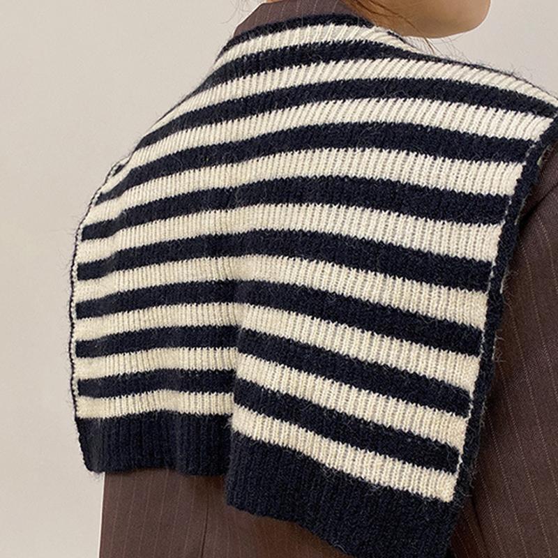 Korean Style Wool Knitted Warm Shawl Winter Blouse Shoulder Fake Collar Cloak Knitted Scarf Houndstooth Neck Scarf