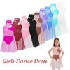 Girls Ballet Dress Kids Ruched Chiffon Bodice Dance Leotard Dress Lyrical Dance Costume Contemporary Dancewear