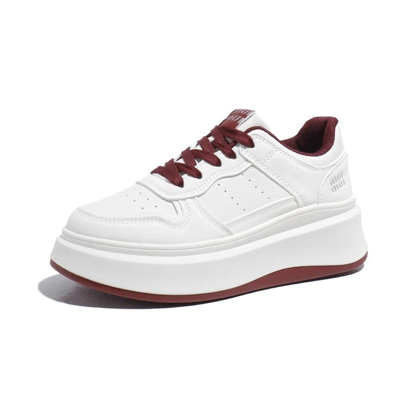 2025 Четыре сезона Новые женские универсальные модные кеды на платформе Увеличивающие рост Женская обувь для улицы Маленькие белые туфли