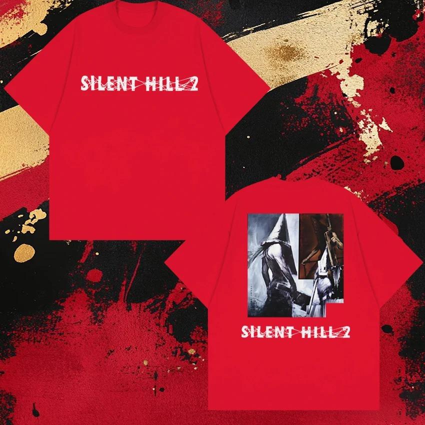 2026 Новое в Silent Hill 2 Головка-пирамида Хоррор Игра Принт Футболки Мужчины Женщины Готический Винтажный Панк Топы Унисекс Короткий Рукав Футболка
