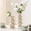 2pcs Modern Decorative White Ceramic Vases for Home Decor, Abstract Minimalist Vase for Pampas Grass, Boho Flower Vase, Aesthetic Cream Vase
