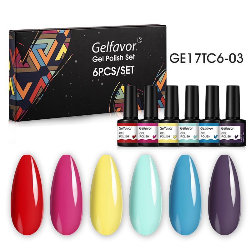 Gelfavor 6/10 шт., 8 мл, набор гель-лаков для ногтей, замачиваемый УФ-гель-лак, яркий для дизайна ногтей, светодиодная/УФ-лампа