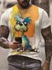 Animal Graffiti Fun Funny Funny 3D Printed Men's T-shirt Personality Vintage Plus Size Casual Loose Crew Neck Short Sleeve Top