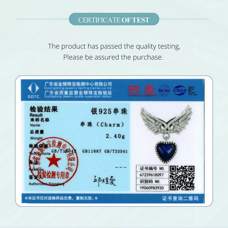 WOSTU 925 Sterling Silver Wing Guardian Emotion Stone Charm Beads for Bracelet DIY Jewelry