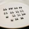 Stainless Steel Geometric Black Series Stud Earrings, Cross Simple Earrings, Love Dripping Oil Personalized Earrings