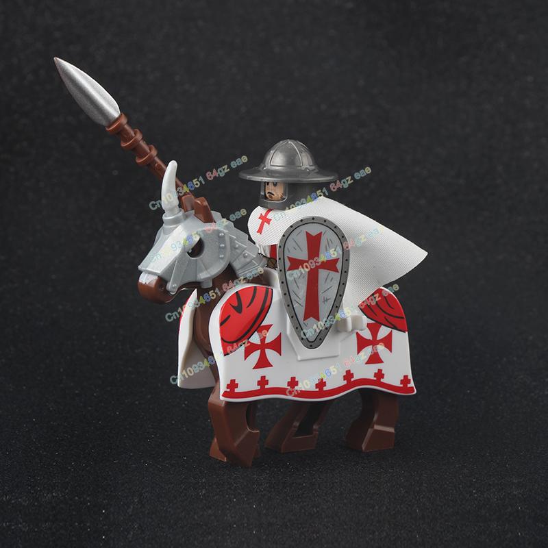 Фигурки Средневековья Рыцари Боевой конь Тяжелая кавалерия Воины Боевой конь Строительные блоки Кирпичики Игрушки Для детей подарок