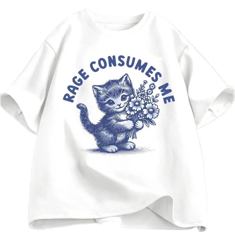 Kitten holding flowers Rage Consumes Me T-Shirt
