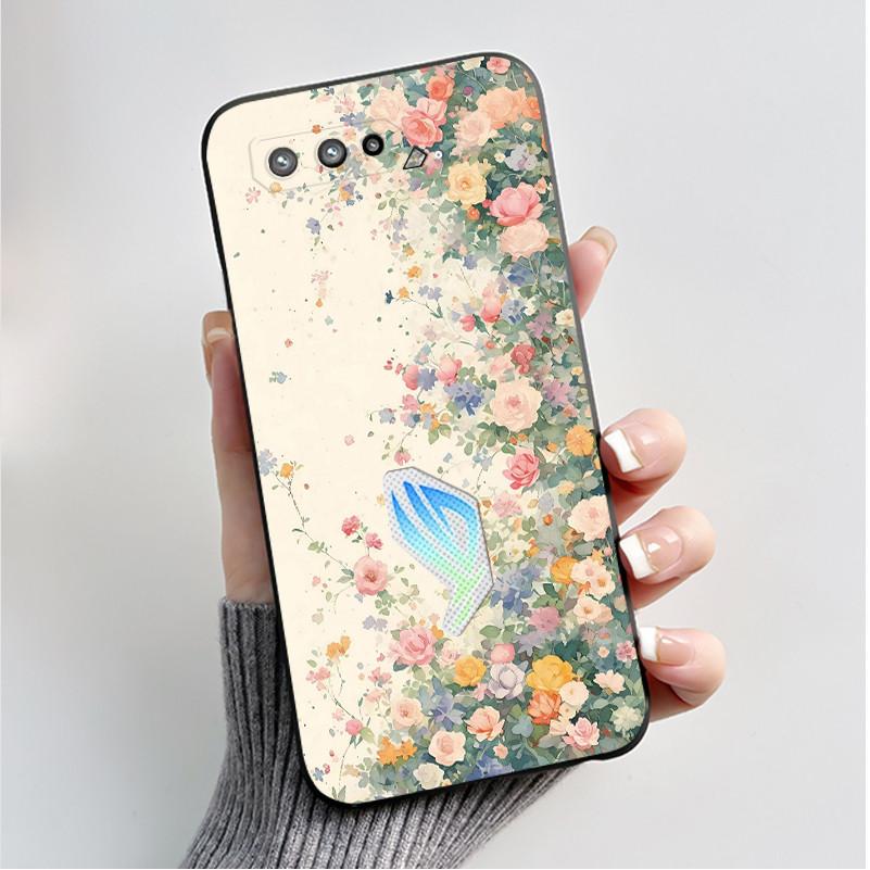 Case For Asus ROG Phone 5 5S Cover Fashion Butterfly Flowers Pattern Bumper Soft Black Silicone Case For Asus ROG5 ROG5S Casing