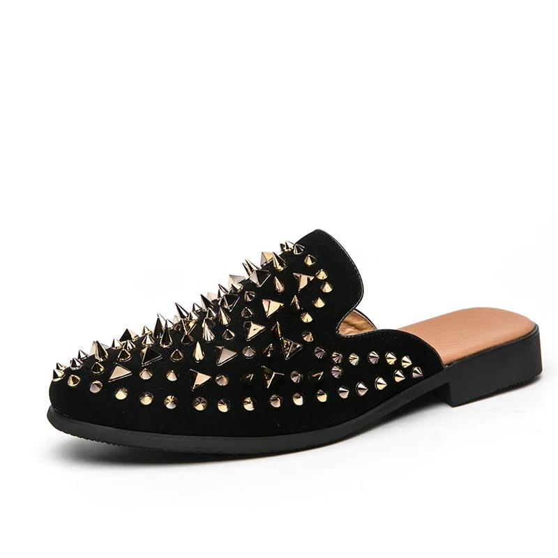 Модная мужская обувь полушлепанцы для мужчин со стразами, роскошные лоферы, модные мужские кроссовки, повседневная обувь, мужские туфли, мюли