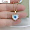 Fashion Blue Love Heart Evil Eye Necklaces For Women Gold Plated Chain Mop Pearl Shell Pendant Necklace Jewelry