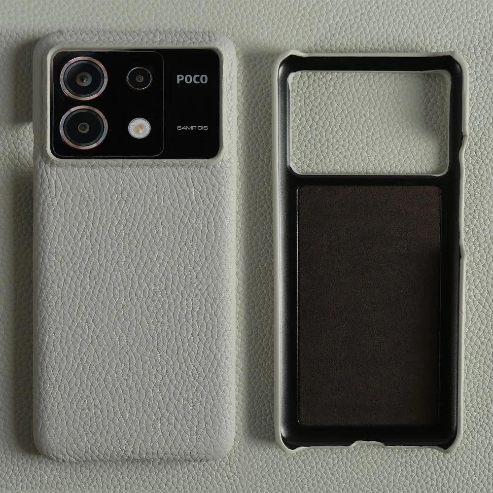 For POCO F8 Ultra Case Business Genuine Leather Cover For Poco F7Pro POCO X6 M5 M6Pro X4Pro F2Pro Back Coque Shockproof Fundas