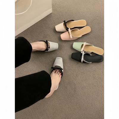 Французский темперамент, стиль феи, бант, сумка на голову, полутапочки, женская летняя одежда, одна педаль, ленивые, плоские сандалии Мюллера