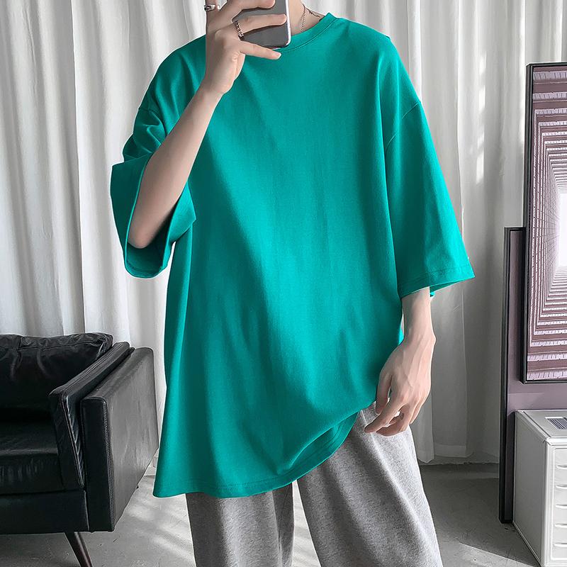 2024 Мужские хлопковые футболки с коротким рукавом, летняя футболка для мужчин и женщин, свободная повседневная базовая рубашка с круглым вырезом, однотонная, большого размера