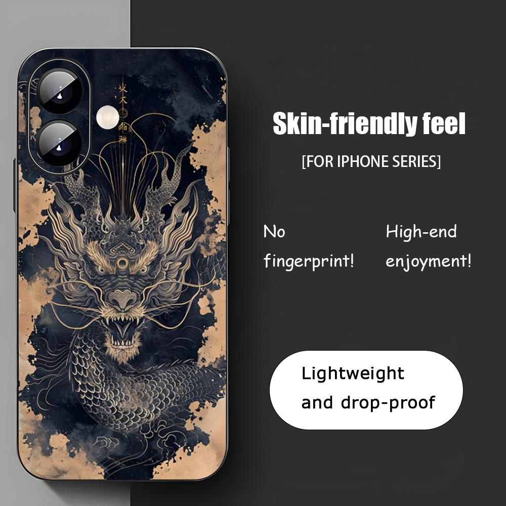 Популярный чехол для телефона с изображением японского дракона для iPhone 17 16 15 14 13 12 11 X XR XS 8 Plus Mini Pro Max Мягкий черный Ударопрочный чехол