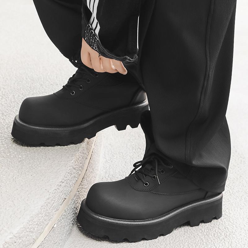 Матовые туфли Дерби мужские, для пожилых людей, с большой головой, черные, с толстой подошвой, увеличивающие высоту, кожаные туфли для поездок на работу 60701-J