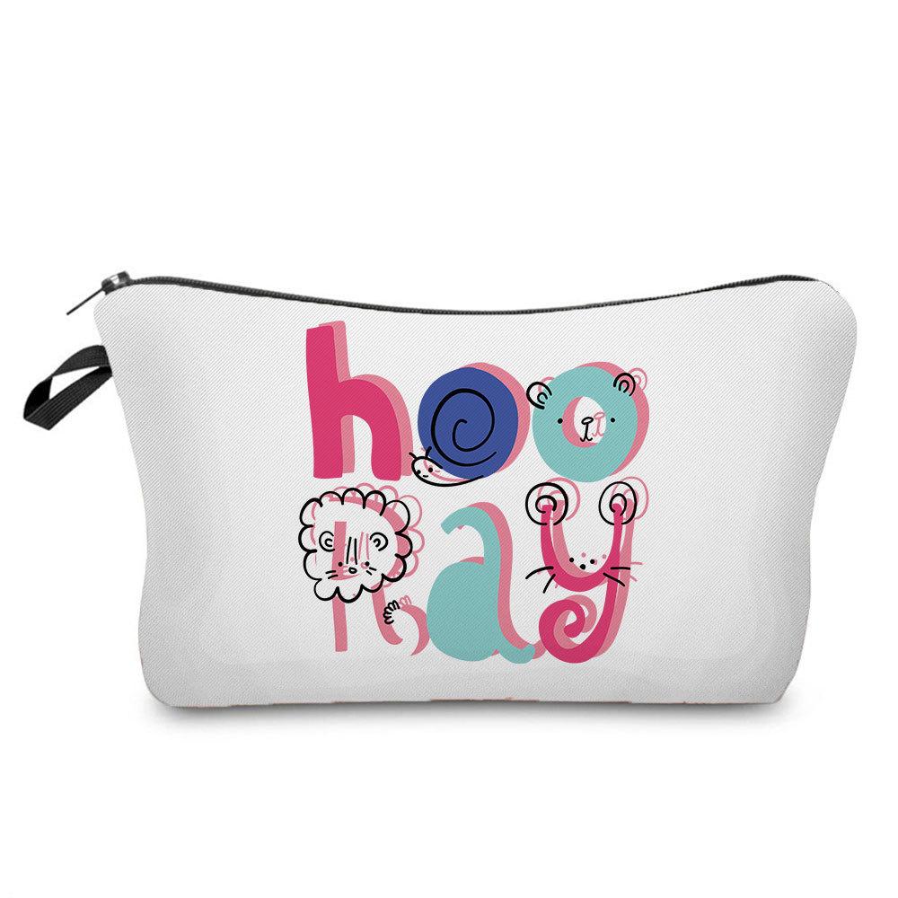 Women Cartoon English Alphabet Print Cosmetic Bag Toiletries Organize Travel Storage Case 6707 KTB
