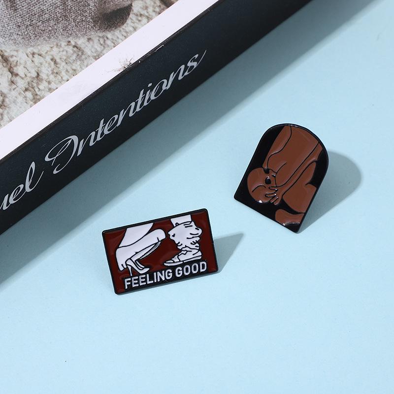 Забавная абстрактная брошь-значок в панк-стиле - Мультяшный линейный арт, значок на лацкан для одежды, сумок и шляп