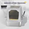 Extra Large Stainless Steel Litter Box Enclosed Cat Litter Tray With Scoop Deodorizer Bag Front Entry And Top Exit