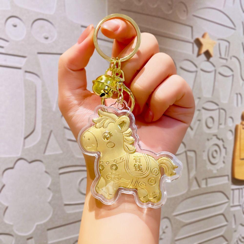 Wealthy Gold Horse Keychains Luck Bag Pendant Bags Accessory Pony Keychain  Chinese New Year