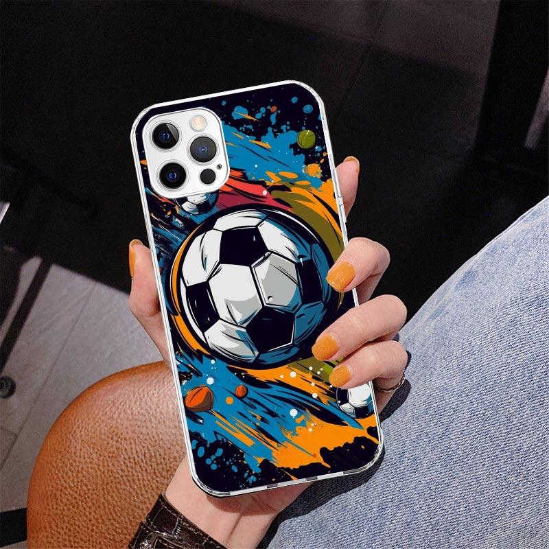 Чехол для телефона с дизайном футбольного мяча для iPhone 17 Air 16 Pro Max 16E 15 + 14 Plus 11 12 13 Mini 7 8 SE Подарок Печатная крышка Funda