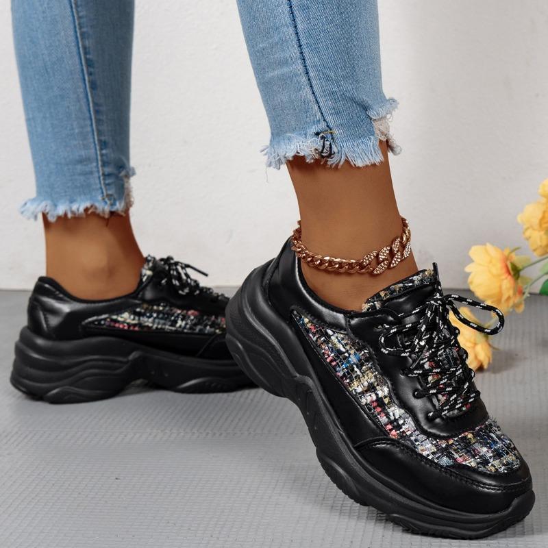 Европейские и американские повседневные спортивные туфли 2024 года, новые туфли на шнуровке с толстой подошвой, подходящие по цвету, для папы, дышащие женские кроссовки