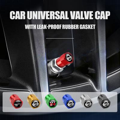 For GFJ334PCS 3D Metal Tire Valve Caps Car Tyre Air Stems Cover For Nissan Qashqai Juke Leaf Micra 350Z 370Z Armada Nismo Auto Styling