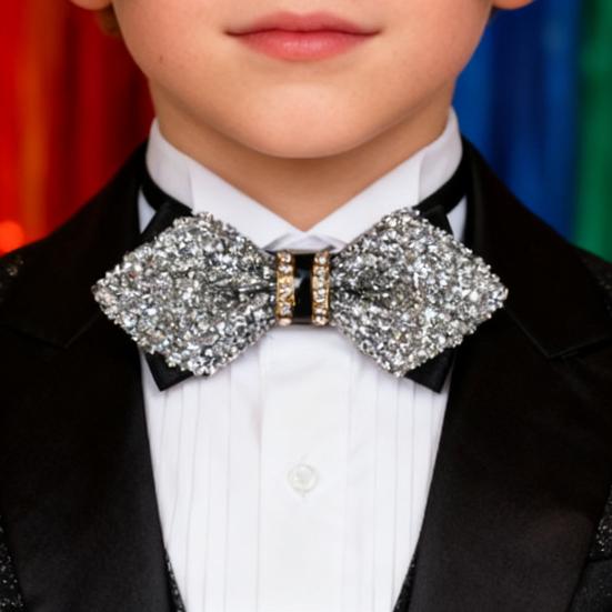 Yousheng Bow Tie Sparkling Rhinestones Inlaid Adjustable Tightness Formal Bow Tie Versatile Business Banquet Office Matching Decoration