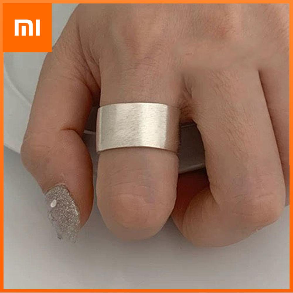 Xiaomi Простое кольцо из стерлингового серебра 925 пробы для женщин, тонкое ювелирное изделие, регулируемое на пальце, открытое, винтажное, блестящее, широкое кольцо для вечеринки, подарок на день рождения