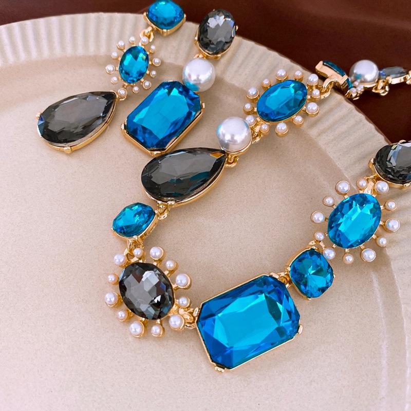 Винтажные серьги-подвески геометрической формы из стерлингового серебра со стразами и искусственным жемчугом - стиль французского двора для женщин