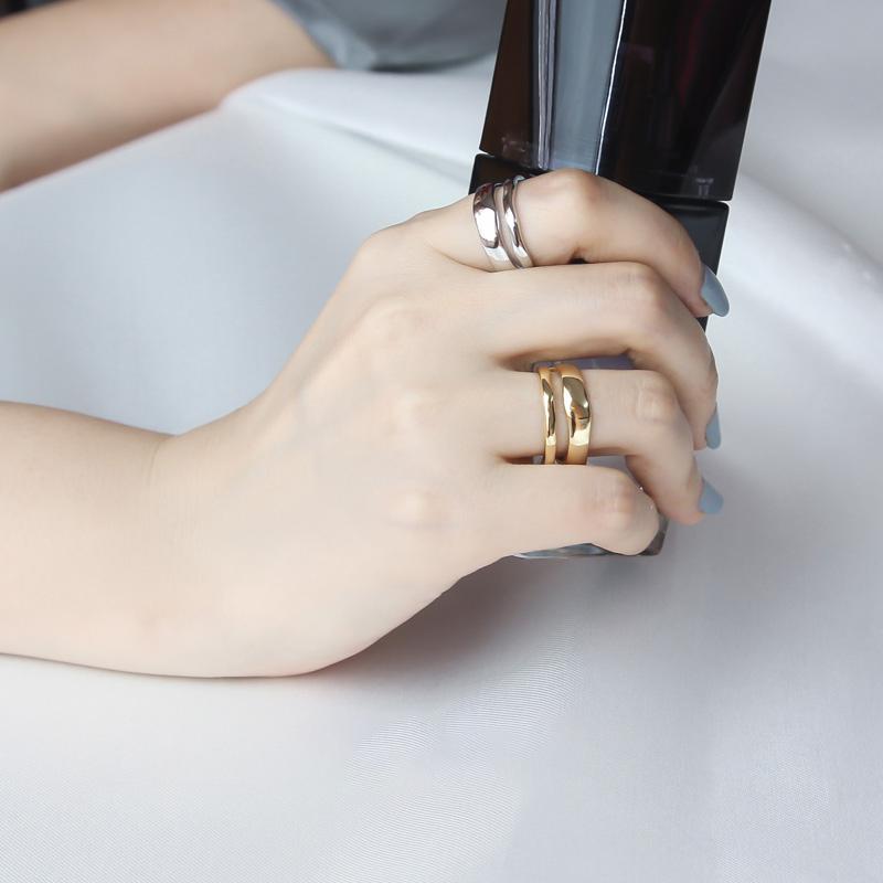 ANENJERY Очаровательные нерегулярные полированные волнистые кольца, золотые открытые кольца, ювелирные изделия для женщин, подарки на вечеринку S-R513