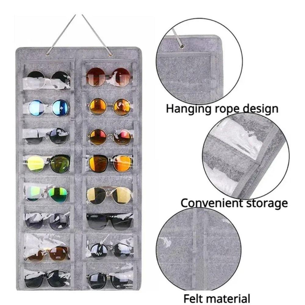 16 Slots Sunglasses Storage Hanging Bag Visible Sunglasses Storage Holder  Bedroom