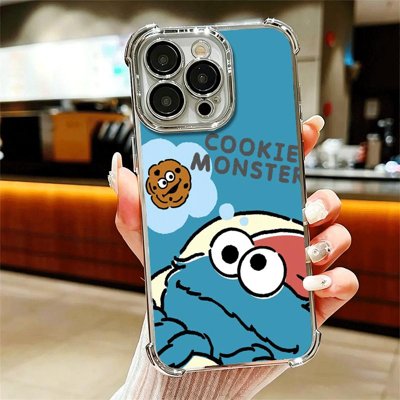 Sesame Street Cookie Soft Phone Case For iPhone 15 16 17 Air 14 Pro Max 16E Plus 13 12 Mini Plating Anti-Fall Fundas
