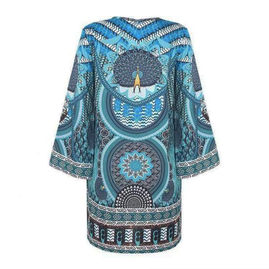 Женское летнее платье в стиле ретро с принтом в этническом стиле с длинными рукавами и v-образным вырезом, мягкое дышащее свободное платье до колена, повседневное женское повседневное платье миди